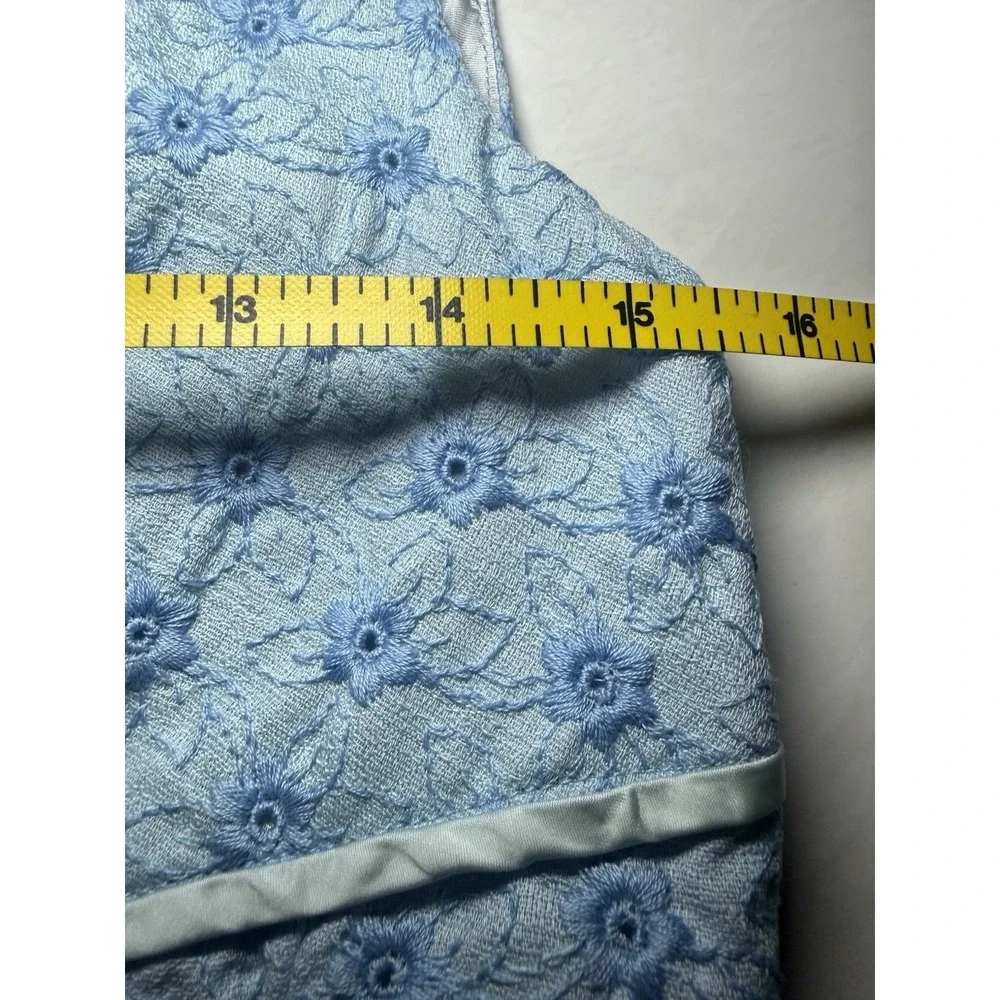 Vintage 60s Lorrie Deb Midi Dress Women Size XS‎ Blue Floral Eyelet Empire Waist